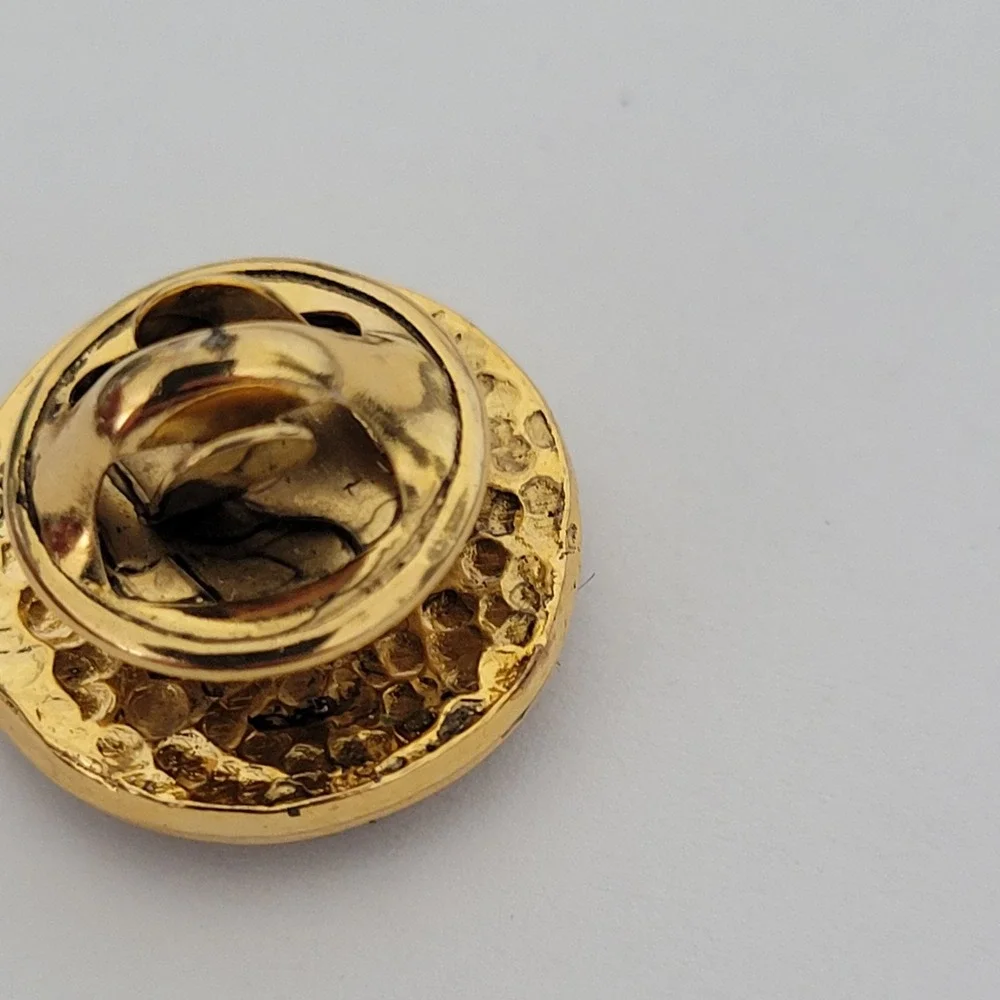Versace Medusa Head Gold Tone Greek Key Lapel Pin Tie Tack Vintage Accessory
